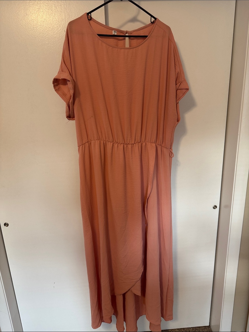 ChicSoul Women’s Peach Maxi Dress with Elastic Waist